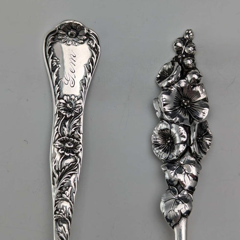 Hacia 1900, juego de 6 cucharas de recuerdo de plata esterlina de EE. UU., tamaño cucharadita, 115 g en total