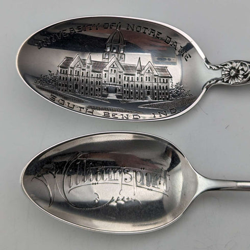 Hacia 1900, juego de 6 cucharas de recuerdo de plata esterlina de EE. UU., tamaño cucharadita, 115 g en total