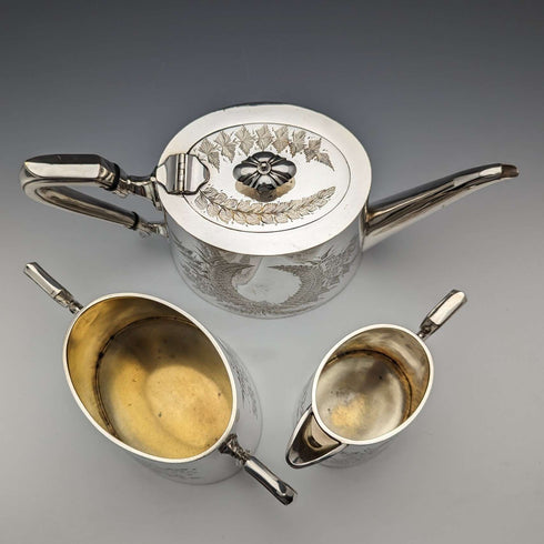 约1900年 英国古董 镀银茶具 三件套
