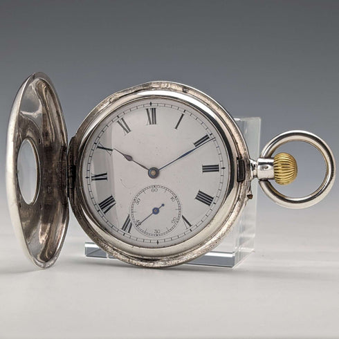 1893년경 앤티크 Stauffer & Co 회중시계 은장 하프헌터 작동 양호