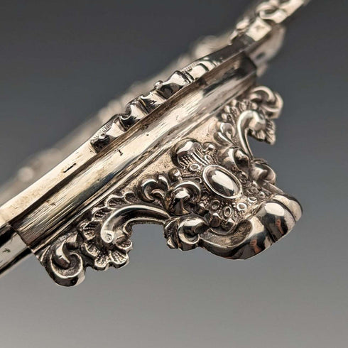 Salva de plata esterlina antigua inglesa de 1846, bandeja para tarjetas, 23 cm de diámetro, 396 g, George Frederick Pinnell