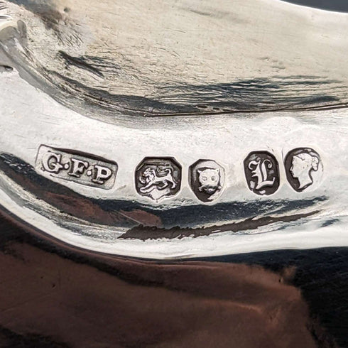 Salva de plata esterlina antigua inglesa de 1846, bandeja para tarjetas, 23 cm de diámetro, 396 g, George Frederick Pinnell