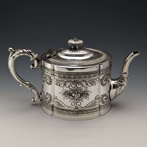 约1890年 英国古董 镀银茶壶 James Dixon & Sons