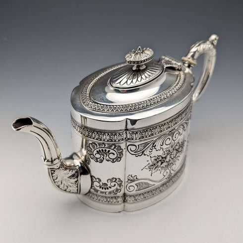 约1890年 英国古董 镀银茶壶 James Dixon & Sons