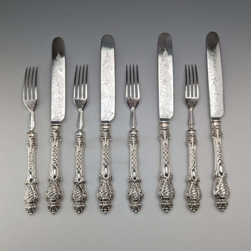 1860年頃 英国アンティーク 純銀ハンドル カトラリー4ペア Harrison Brothers&Howson
