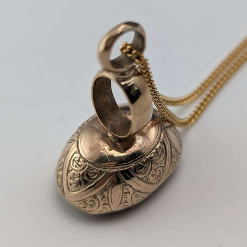Early 20th Century 8ct Gold & Purple Stone Fob Necklace