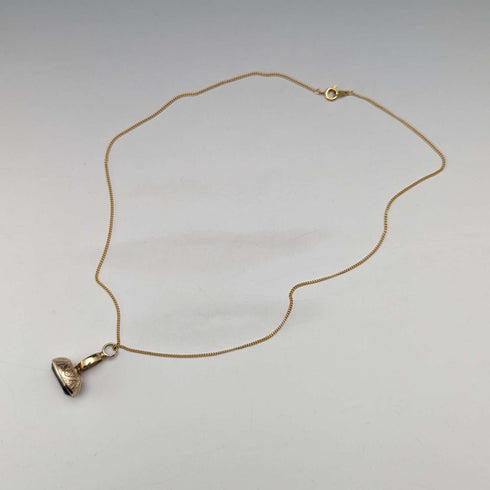 Early 20th Century 8ct Gold & Purple Stone Fob Necklace