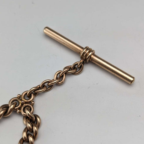英國古董鍍金阿爾伯特鏈 9 克拉金 2 色旋轉鑰匙扣