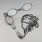 American antique sterling silver detailed portable folding glasses with chain