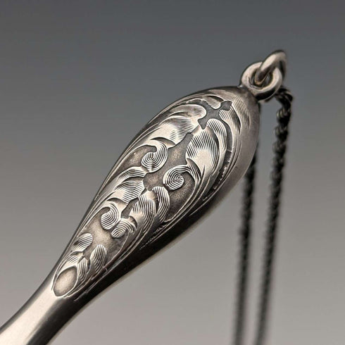 American antique sterling silver detailed portable folding glasses with chain