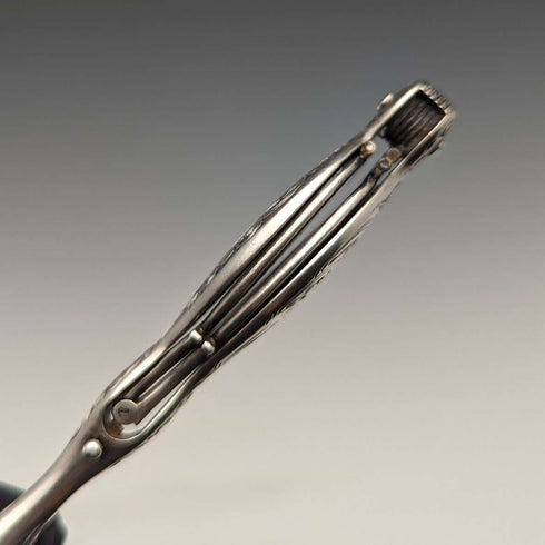 American antique sterling silver detailed portable folding glasses with chain