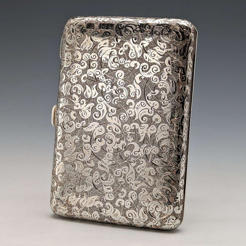 Estuche para tarjetas de plata esterlina de 1893, estilo británico antiguo con apertura doble, bolsillo de fuelle, 126 g, Sampson Mordan