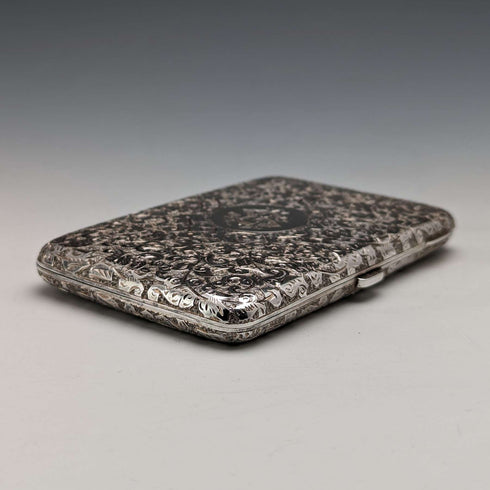 Estuche para tarjetas de plata esterlina de 1893, estilo británico antiguo con apertura doble, bolsillo de fuelle, 126 g, Sampson Mordan