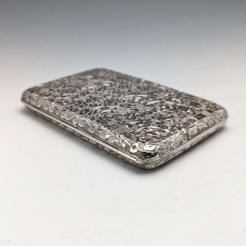 Estuche para tarjetas de plata esterlina de 1893, estilo británico antiguo con apertura doble, bolsillo de fuelle, 126 g, Sampson Mordan