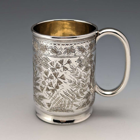 1900年頃 英国アンティーク シルバープレート製 マグカップ Deykin&Sons