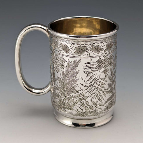 1900年頃 英国アンティーク シルバープレート製 マグカップ Deykin&Sons