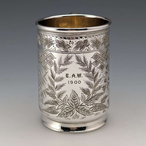 1900年頃 英国アンティーク シルバープレート製 マグカップ Deykin&Sons