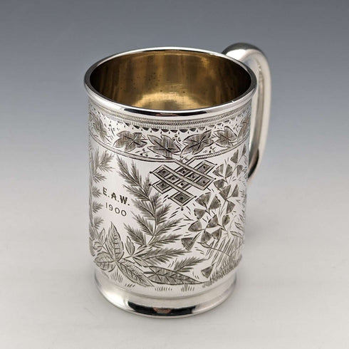 1900年頃 英国アンティーク シルバープレート製 マグカップ Deykin&Sons