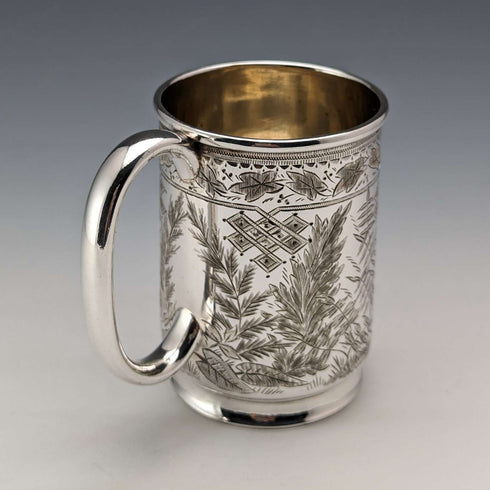 1900年頃 英国アンティーク シルバープレート製 マグカップ Deykin&Sons
