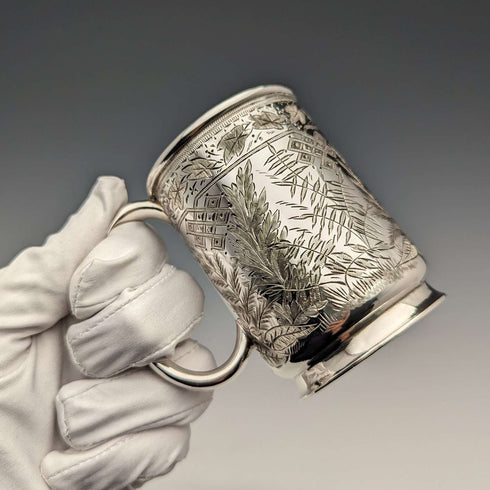 1900年頃 英国アンティーク シルバープレート製 マグカップ Deykin&Sons