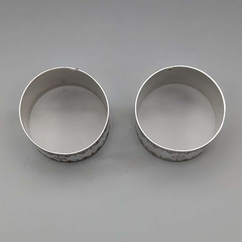 Antique French 950 Sterling Silver Napkin Rings, Pair, 86g