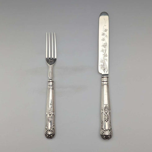 1890 年英國古董純銀甜點餐具一對 67 克 Walker&Hall