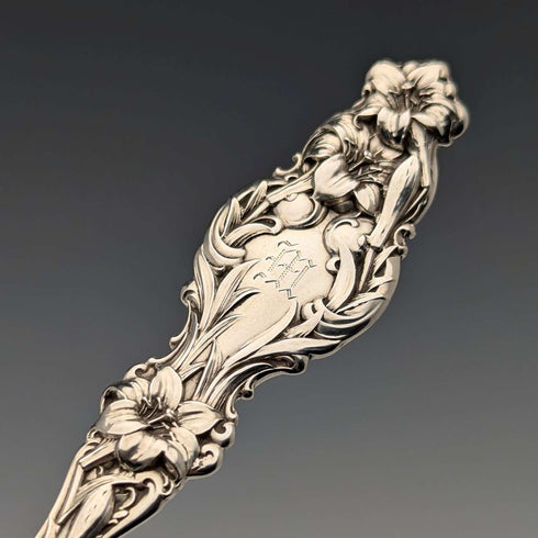 Circa 1900 American antique sterling silver dessert spoon 36g Whiting Manufacturing