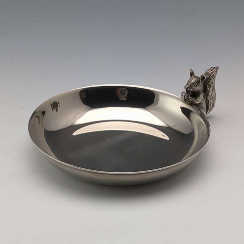Vintage British silver plate squirrel decorated nut dish M&R
