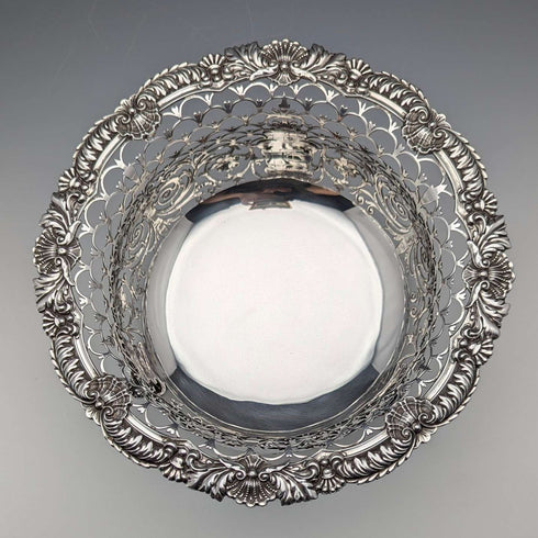 1906年 英国アンティーク 純銀製 脚付きセンターボウル 745g Daniel&John Wellby