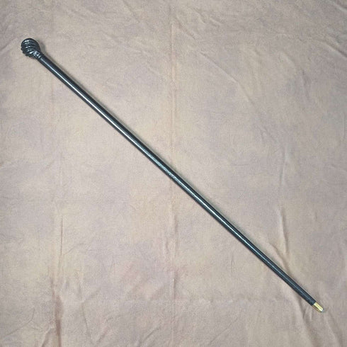 アンティーク 紳士用 ガドルーン彫刻 丸ハンドル ステッキ 杖 88cm