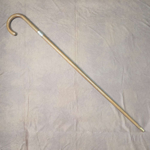 1918年 英国古董 绅士用浮雕纯银装饰 弯柄手杖 91cm