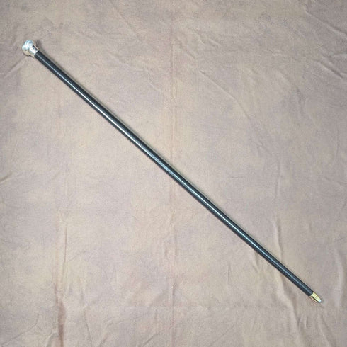 1926 British Vintage Men's Sterling Silver Round Handle Walking Stick 90cm