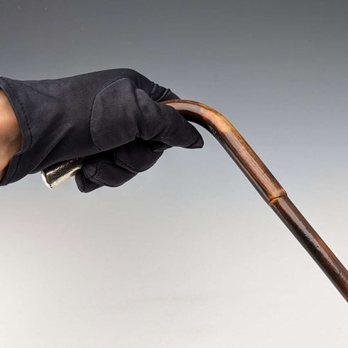 1901년 영국 앤티크 여성용 순은 장식 L자 핸들 스틱 지팡이 90cm