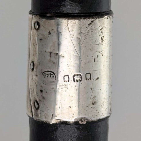 Bastón vintage británico de 1933 para caballero, con empuñadura curva decorada en plata de ley, 82 cm