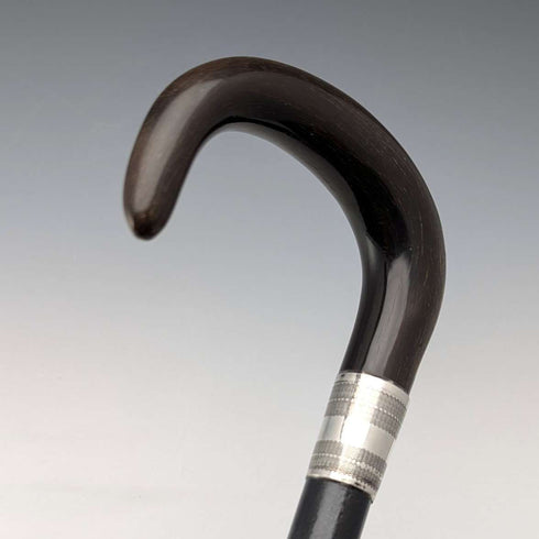 1910年頃 英国アンティーク 紳士用 純銀装飾 ホーンハンドル ステッキ 杖 91cm