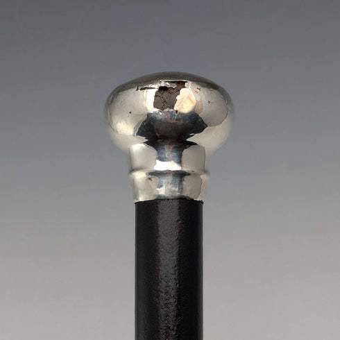 1926 British Vintage Men's Sterling Silver Round Handle Walking Stick 90cm