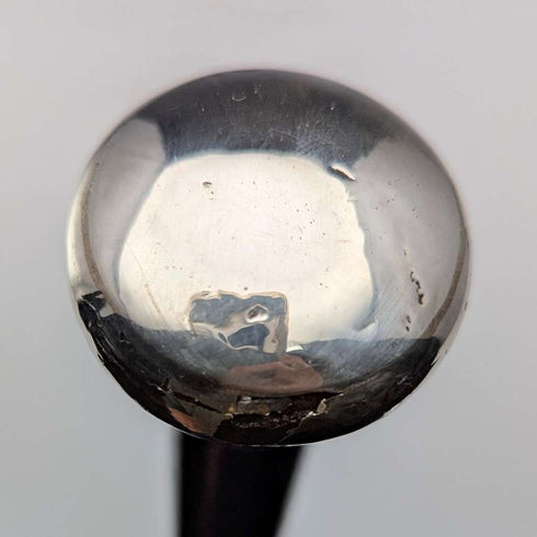1926 British Vintage Men's Sterling Silver Round Handle Walking Stick 90cm