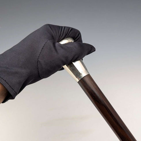 1925 British Vintage Men's Sterling Silver Round Handle Walking Stick 84cm