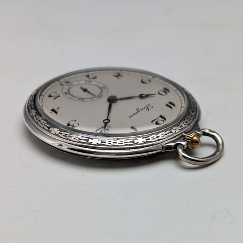 Reloj de bolsillo Longines vintage de 1925 aproximadamente, caja de niello delgada, calibre 18.79N, en buen estado de funcionamiento.