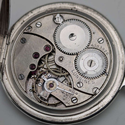 Reloj de bolsillo Longines vintage de 1925 aproximadamente, caja de niello delgada, calibre 18.79N, en buen estado de funcionamiento.