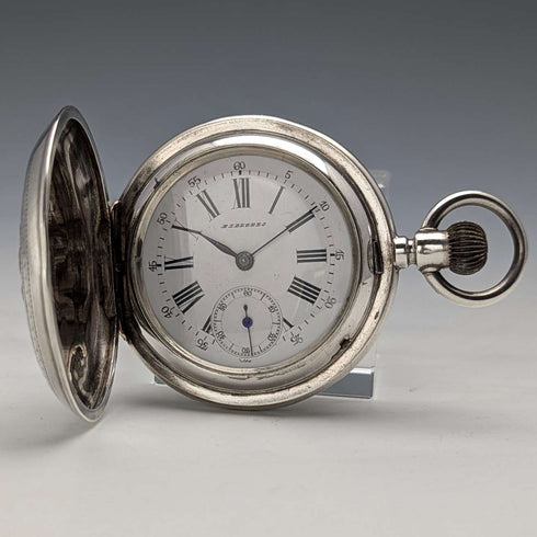 Antique Billodes/Zenith pocket watch, circa 1913, engraved silver side hunter case, in working condition