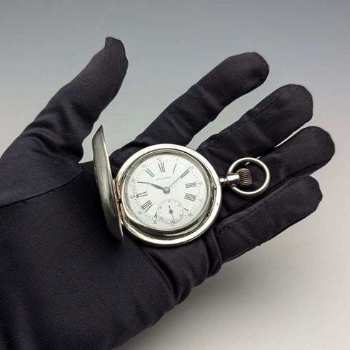 Antique Billodes/Zenith pocket watch, circa 1913, engraved silver side hunter case, in working condition