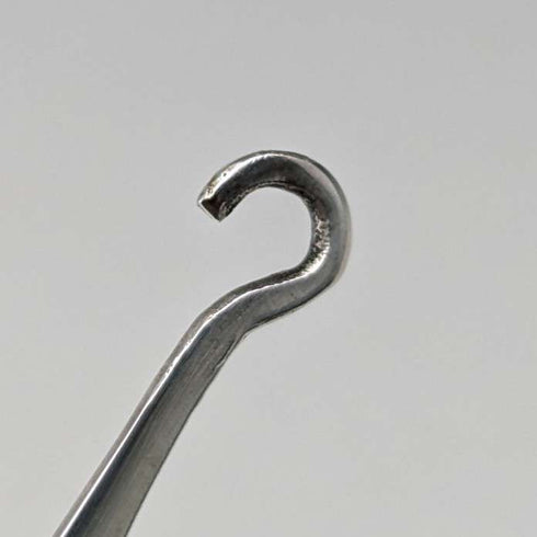 1904 British antique white mother-of-pearl handle and pure silver button hook by John Holmes