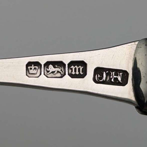 1904 British antique white mother-of-pearl handle and pure silver button hook by John Holmes
