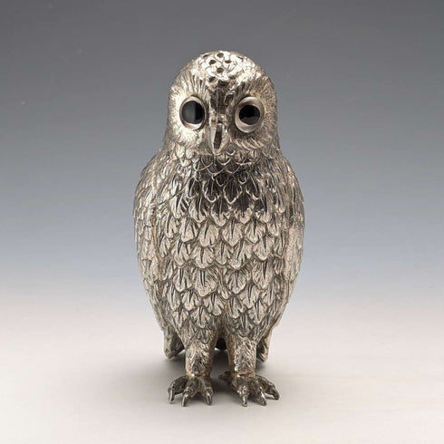Salero de azúcar con forma de búho, de plata chapada, estilo vintage británico, de Corbell