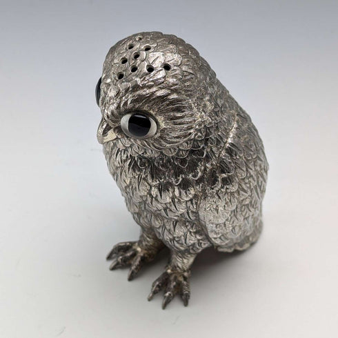 Salero de azúcar con forma de búho, de plata chapada, estilo vintage británico, de Corbell
