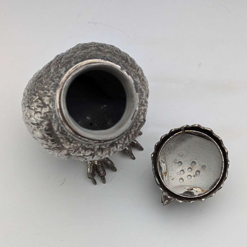 Salero de azúcar con forma de búho, de plata chapada, estilo vintage británico, de Corbell