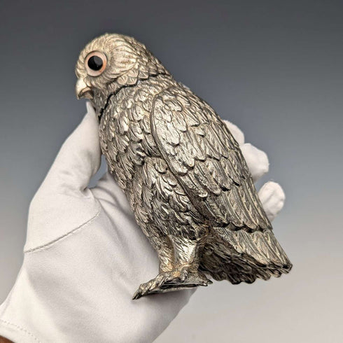 Salero de azúcar con forma de búho, de plata chapada, estilo vintage británico, de Corbell