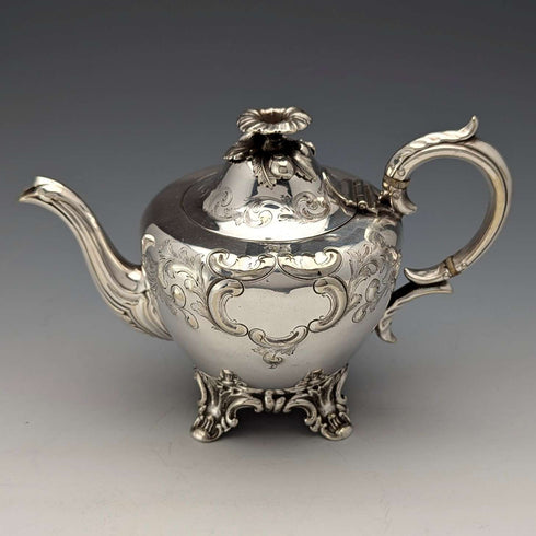 约1840年 英国古董镀银小型茶壶