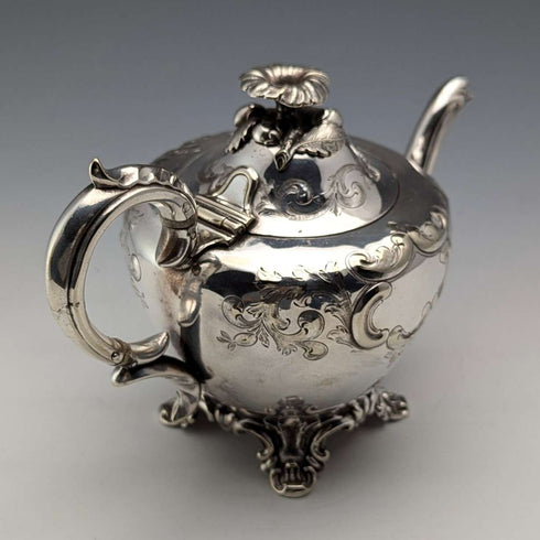 约1840年 英国古董镀银小型茶壶